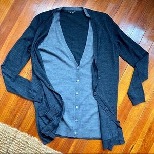 Theory Wool Layered V-Neck Cardigan
